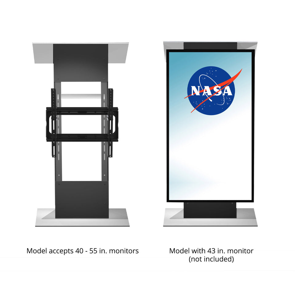K5 lectern / podium LCD monitor- light grey from Urbann Products front view