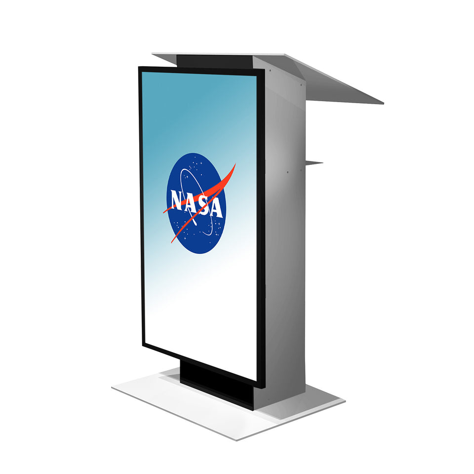 K5 lectern / podium LCD monitor - light grey from Urbann Products side view