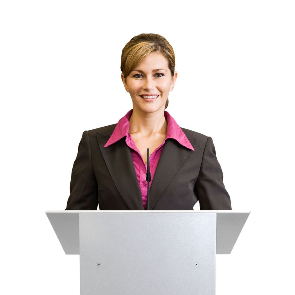 K8 Tabletop lectern / podium from Urbann Products with woman