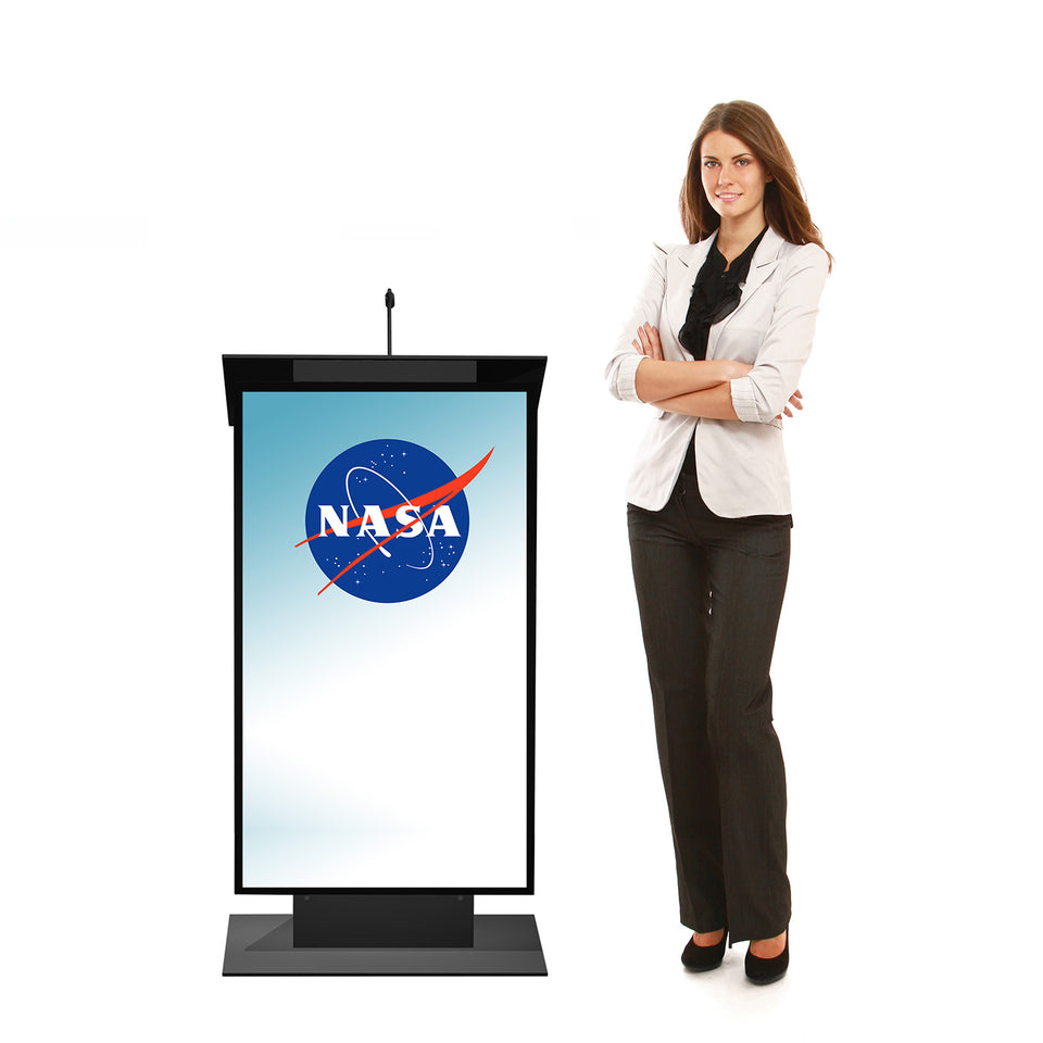 K5 lectern / podium LCD monitor  from Urbann Products with woman