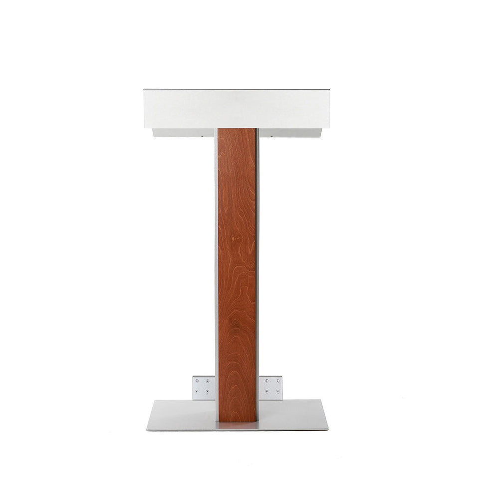 Y55 lectern / podium with tilt-back wheels system from Urbann Products - Whisky - front view