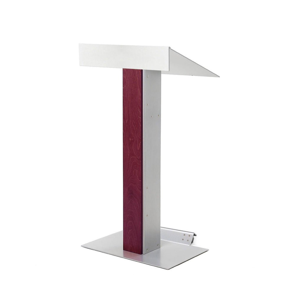 Y55 lectern / podium from Urbann Products - Mahogany - with wheels side view