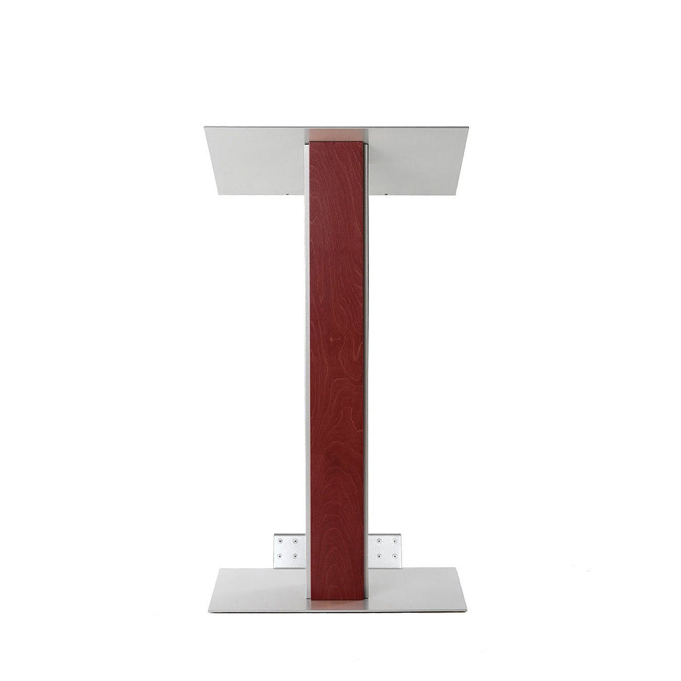 Y5 lectern / podium from Urbann Products - Mahogany - with wheels front view