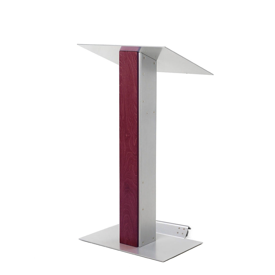 Y5 lectern / podium from Urbann Products - Mahogany - with wheels side view